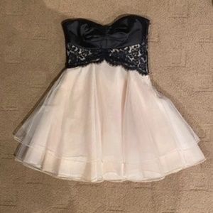 Teeze Me black and cream fit and flare prom dress